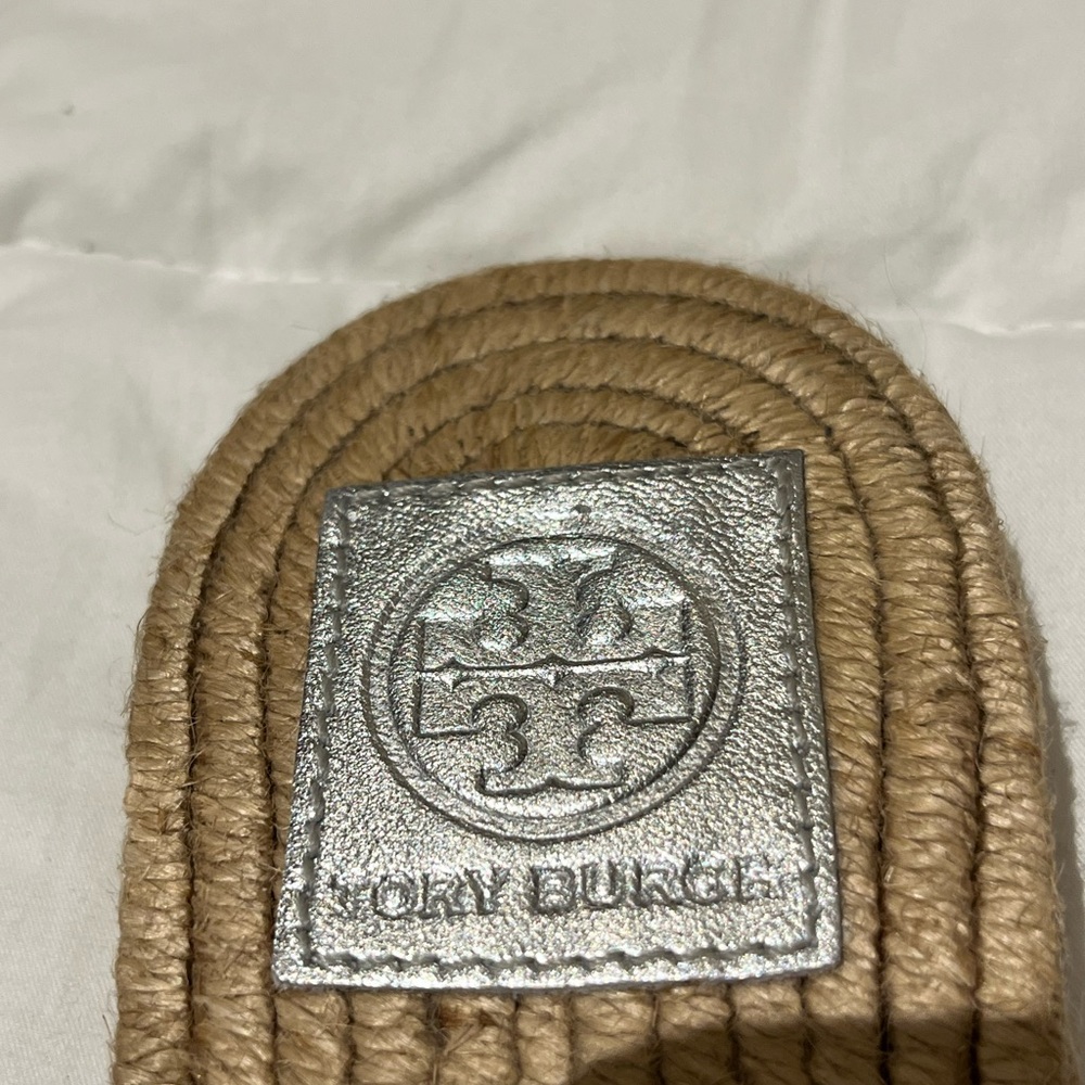 Tory Burch Silver Logo Espadrille Slide - Picture 4 of 4